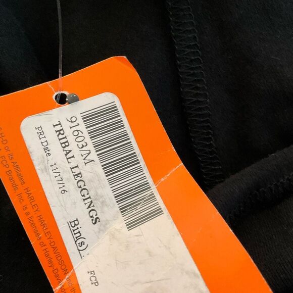 Harley-Davidson Womens Medium Black Side-Studded Laced Tribal Leggings Pants New - Picture 9 of 10